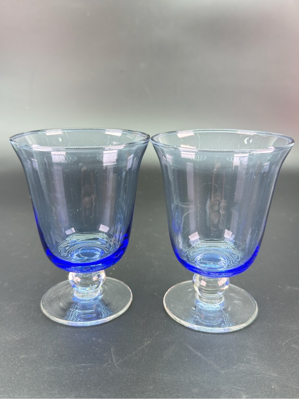 Handblown Cobalt Blue Glass Tumbler Pair